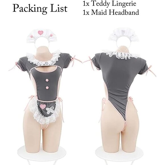 Outfit Anime Cosplay Costume Japanese Sweet Apron Fancy  Lace Up One Piece - Picture 6 of 6